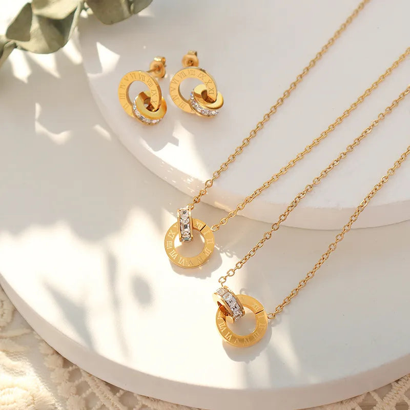 Roman Diamond Ring Necklace Set