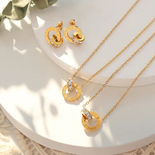 Roman Diamond Ring Necklace Set