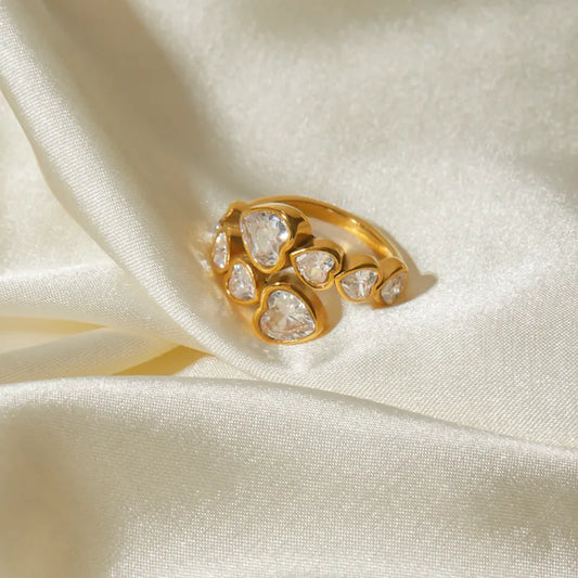 Vintage Heart Shape 316 Stainless Steel  Plating Open Ring