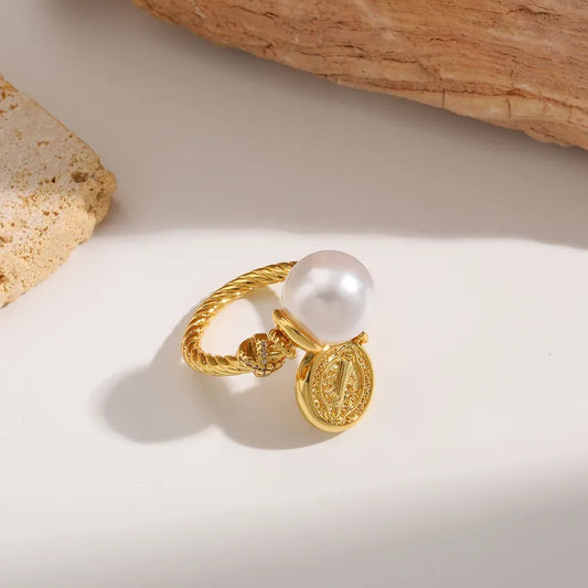 18K Gold Plated pearl Ring