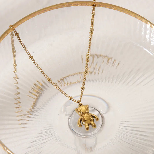 Gold Teddy bear Gold Necklace - Kids