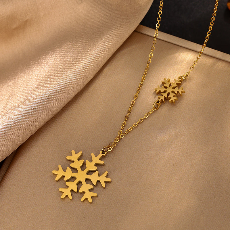 Jewelry Casual Christmas Streetwear Round Christmas Tree Snowflake 304 Pendant Necklace