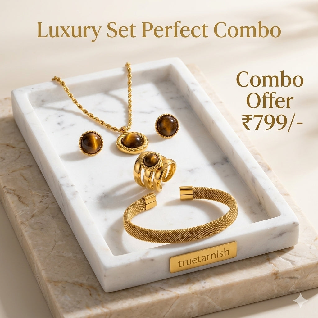 Luxury Perfect Brown Queen Combo Neclace set with Adjustable kada and Ring