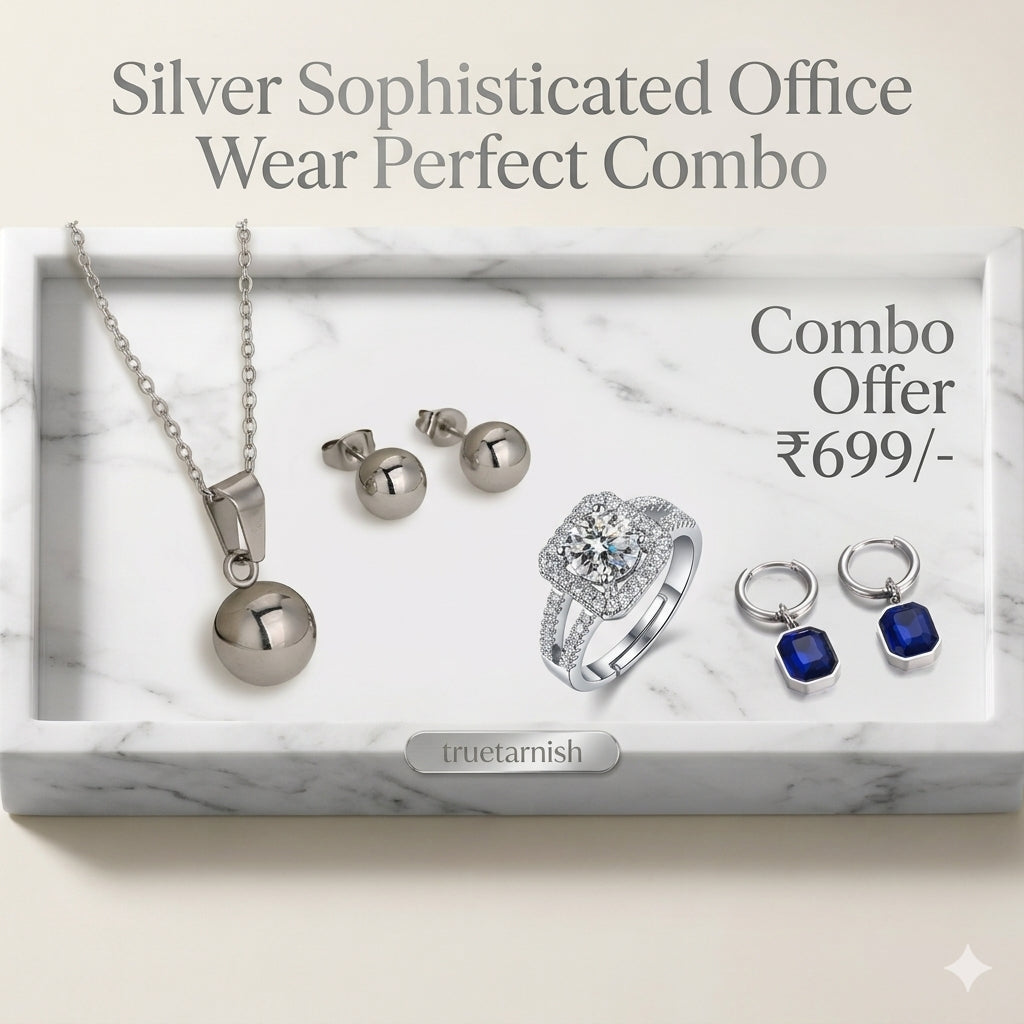 Silver Queen Offer Combo Green Necklace set with 2 Earrings