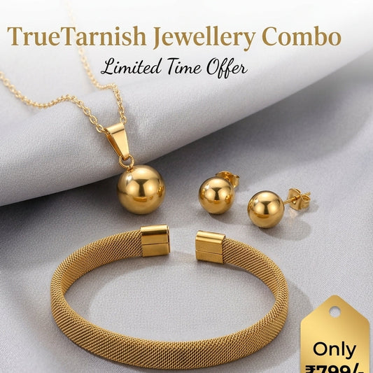Sophisticated Droplet combo  Necklace, Earrings and Anti tarnish Bangle