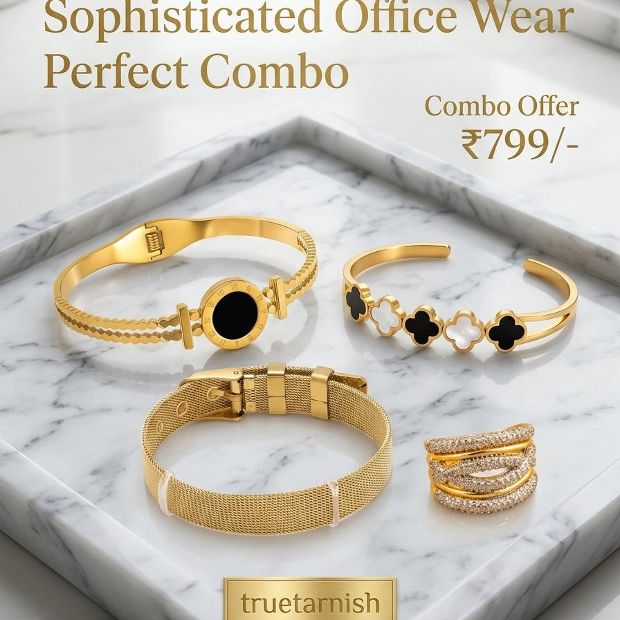 Sophisticated stacking for Wrist 3 Beautiful Bracelets and 1 RingAdjustable (Copy)