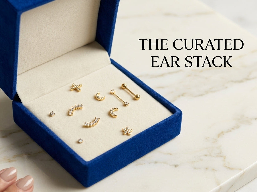 Minimalist Office Ear stack  6 Stud set