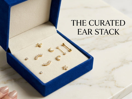 Minimalist Office Ear stack  6 Stud set