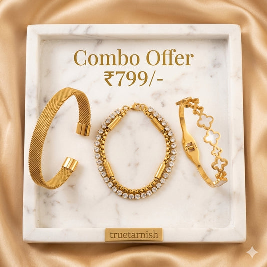 Sophisticated stacking for Wrist 3 Beautiful Bracelets and Kada Adjustable