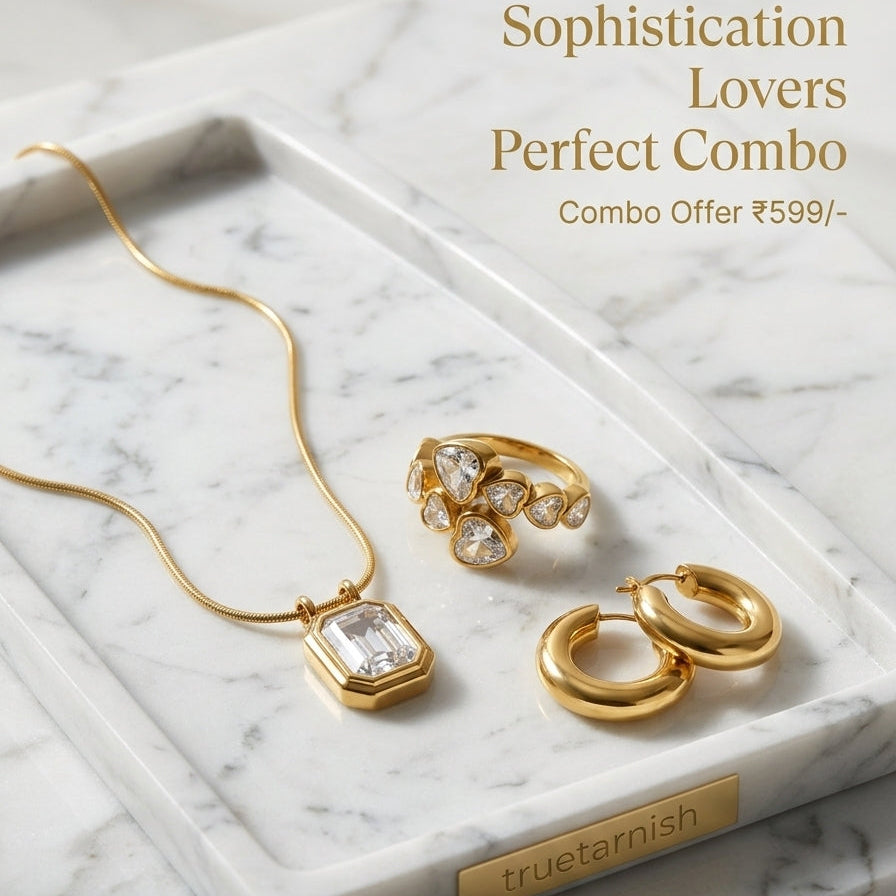 Luxury Queen Offer Combo Necklace Earring hoop and Vintage Ring