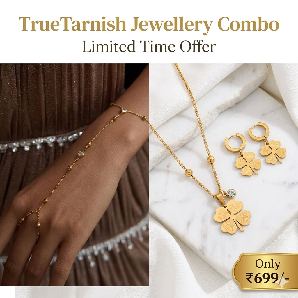 Sophisticated Leaf combo Necklace, Earrings and Hand chain
