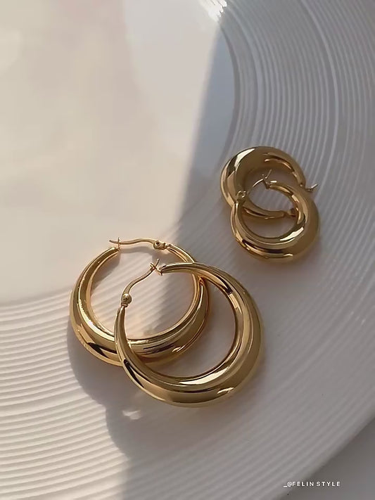 1 Pair of Vintage Geometric Solid Color Plating Copper Hoop Earrings
