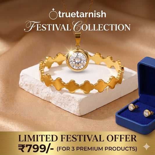 Combo Droplet Diamond Necklace set and Anti tarnish Leaf  Bangle