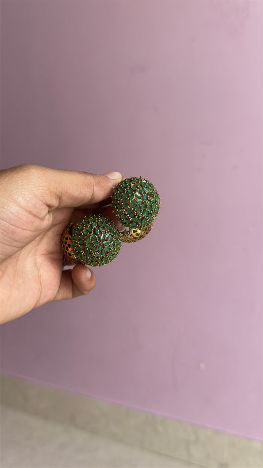 Gold plated south asian kashmiri earings Green