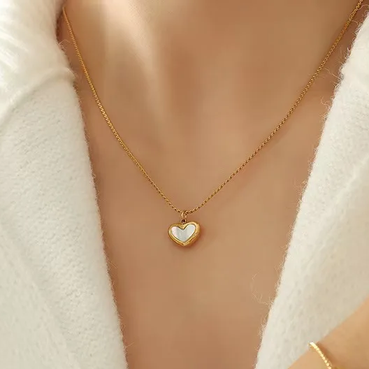 Truetarnish French Classic Heart Shape 18K Gold Plated Necklace with Earrings