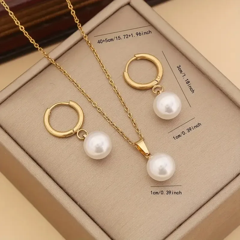 Pearl Necklace and Earrings