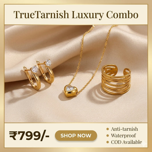 Minimalist office Ready combo Diamond Necklace with Earring and  Ring
