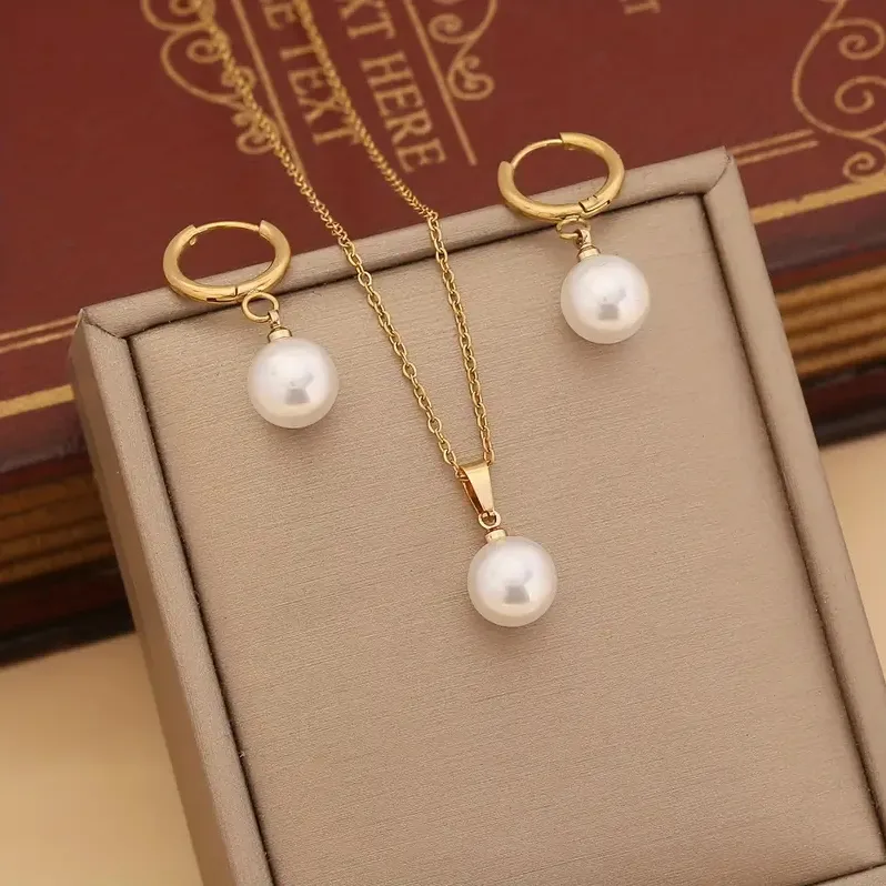 Pearl Necklace and Earrings