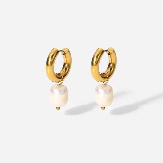 Freshwater Pearl 304 Stainless Steel 18K Gold Plated Stainless Steel Earrings