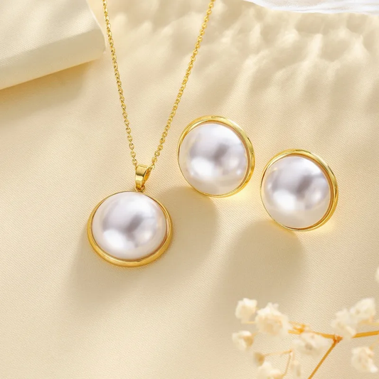 Pearl Necklace and Earrings