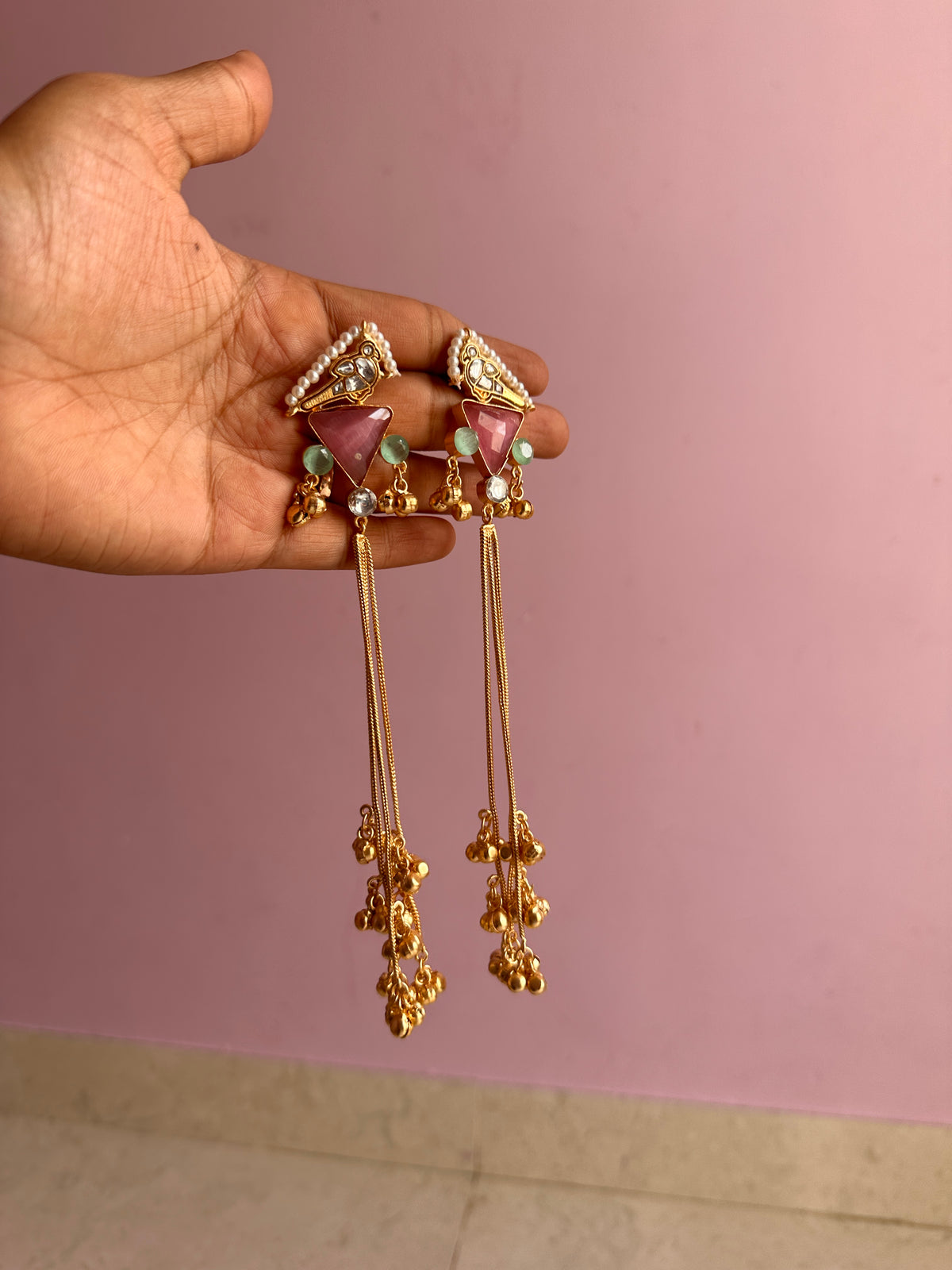 Gold plated south asian kashmiri earrings