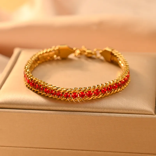 Red Lovers Necklace and Bracelet with Ring