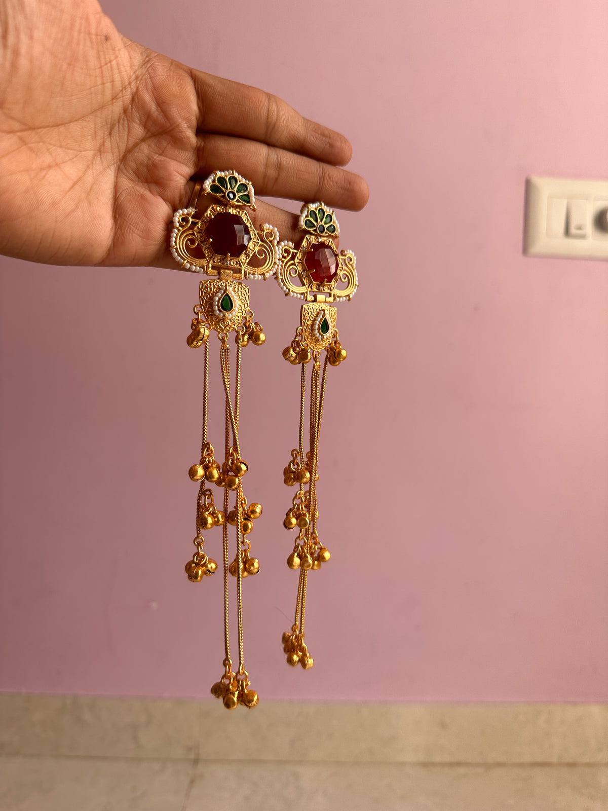 Gold plated south asian kashmiri earrings