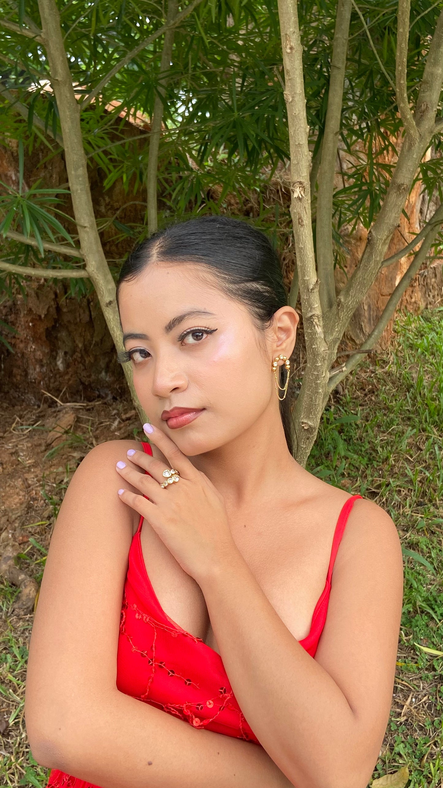 Truetarnish Vintage 18K Gold Plated Diamond Chain Earring