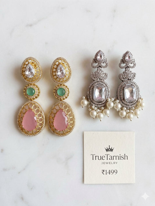 Gold plated south asian kashmiri earings Gold Silver 2 Sets