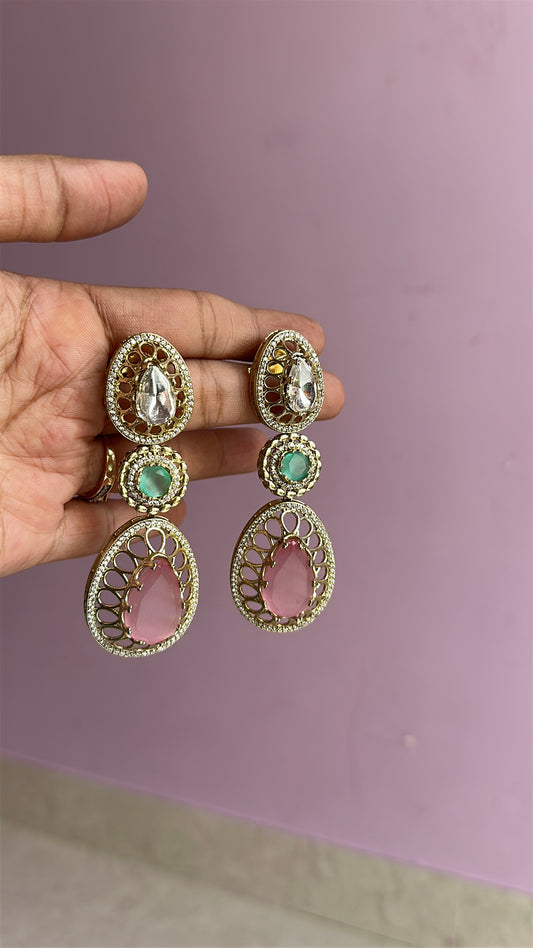 Gold plated south asian kashmiri earings Gold Silver 2 Sets