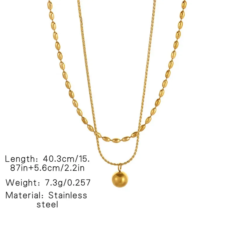 Truetarnish Round droplets  18k gold plated double layered necklace & Earring set