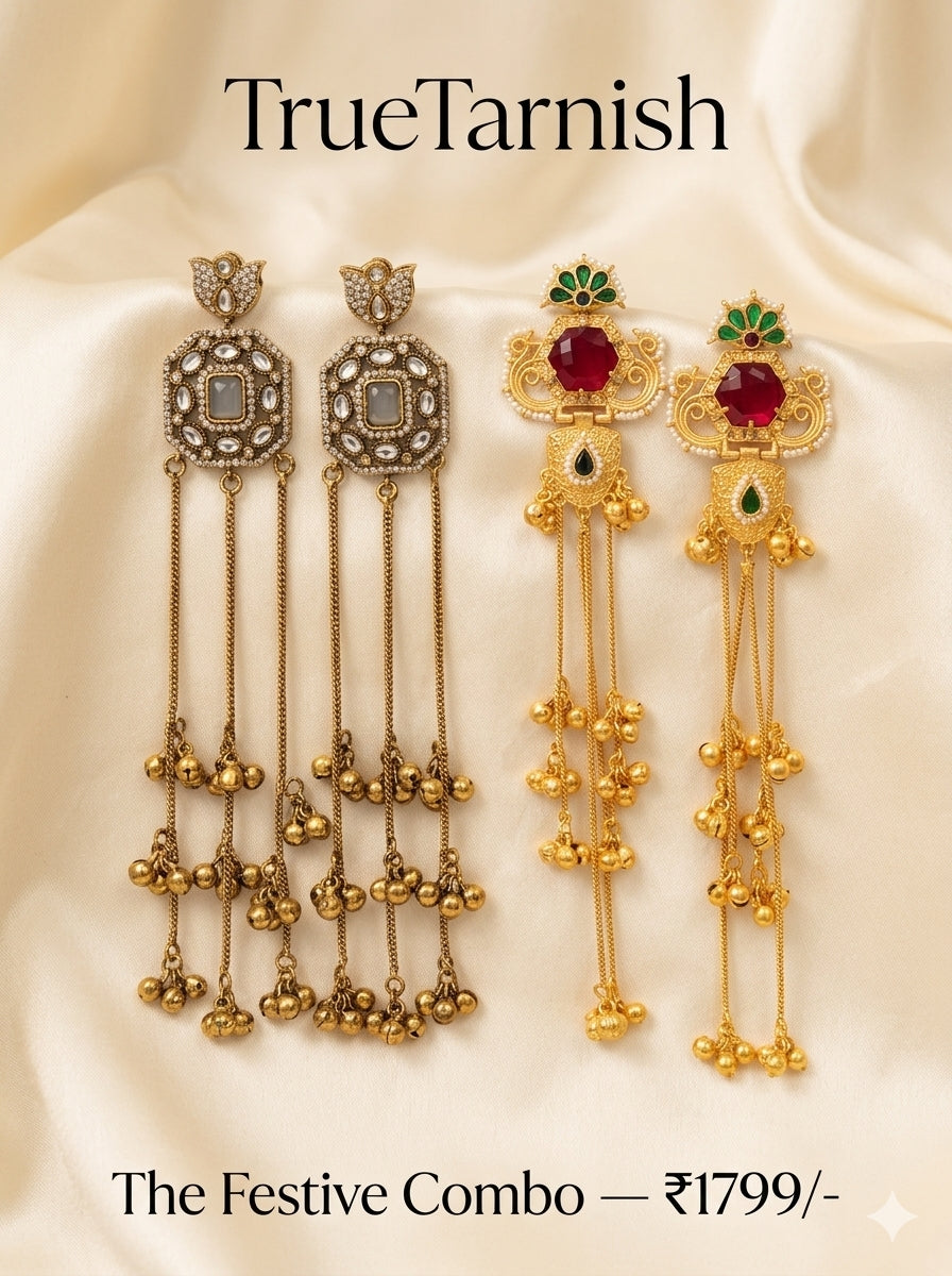 Gold plated south asian kashmiri earings